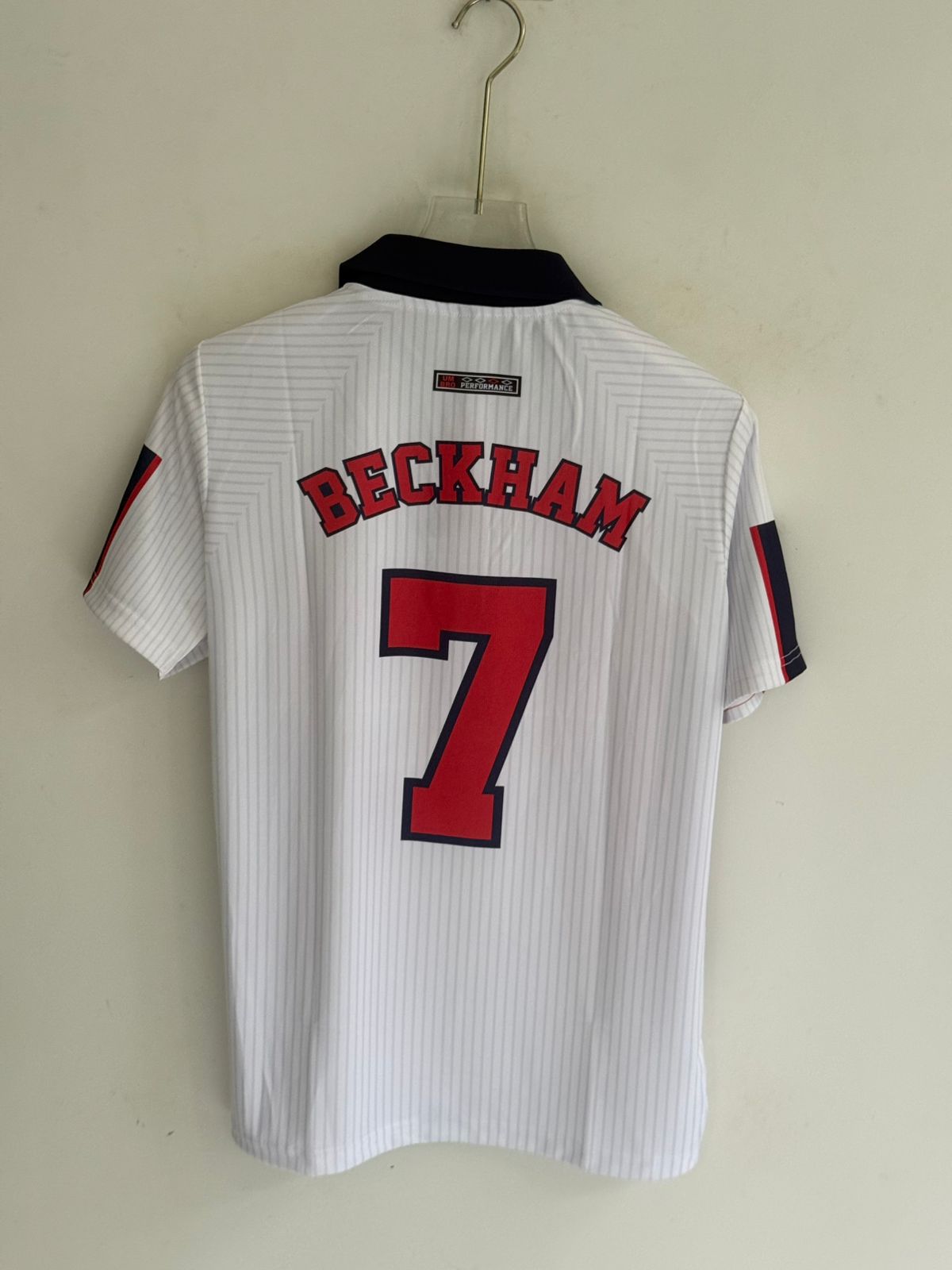 BECKHAM ENGLAND HOME KIT POLO EMBROIDERY 1998