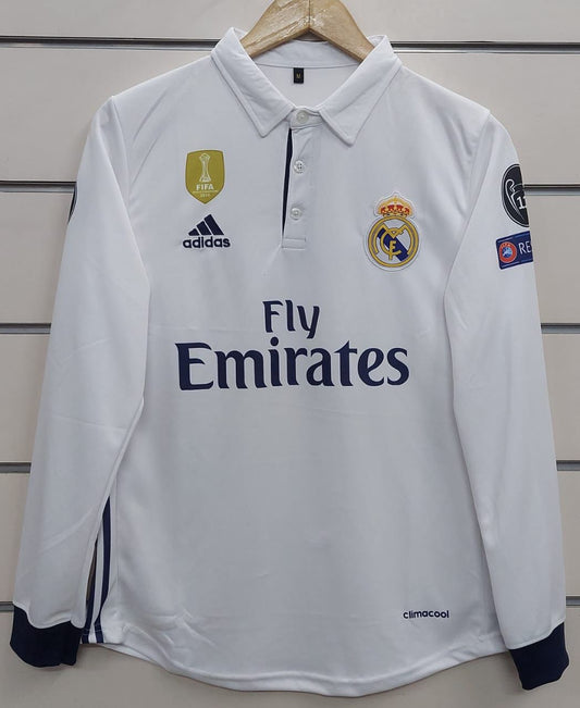 RONALDO REAL MADRID 2016/ 2017 HOME KIT EMBROIDERY POLO FULL SLEEV